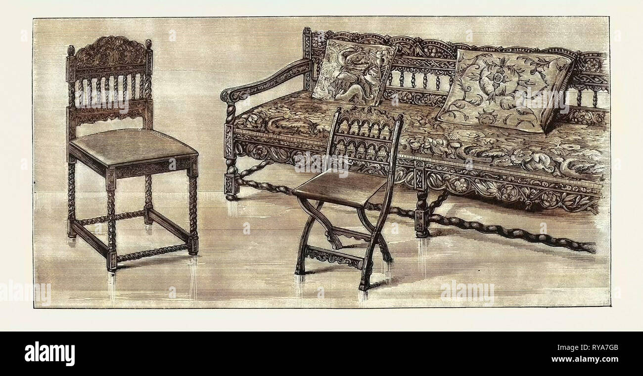 Indo-portugiesischen Möbeln, importierte, Charles II., UK, Großbritannien, Großbritannien, Europa, Großbritannien, Großbritannien, europäischen Stockfoto