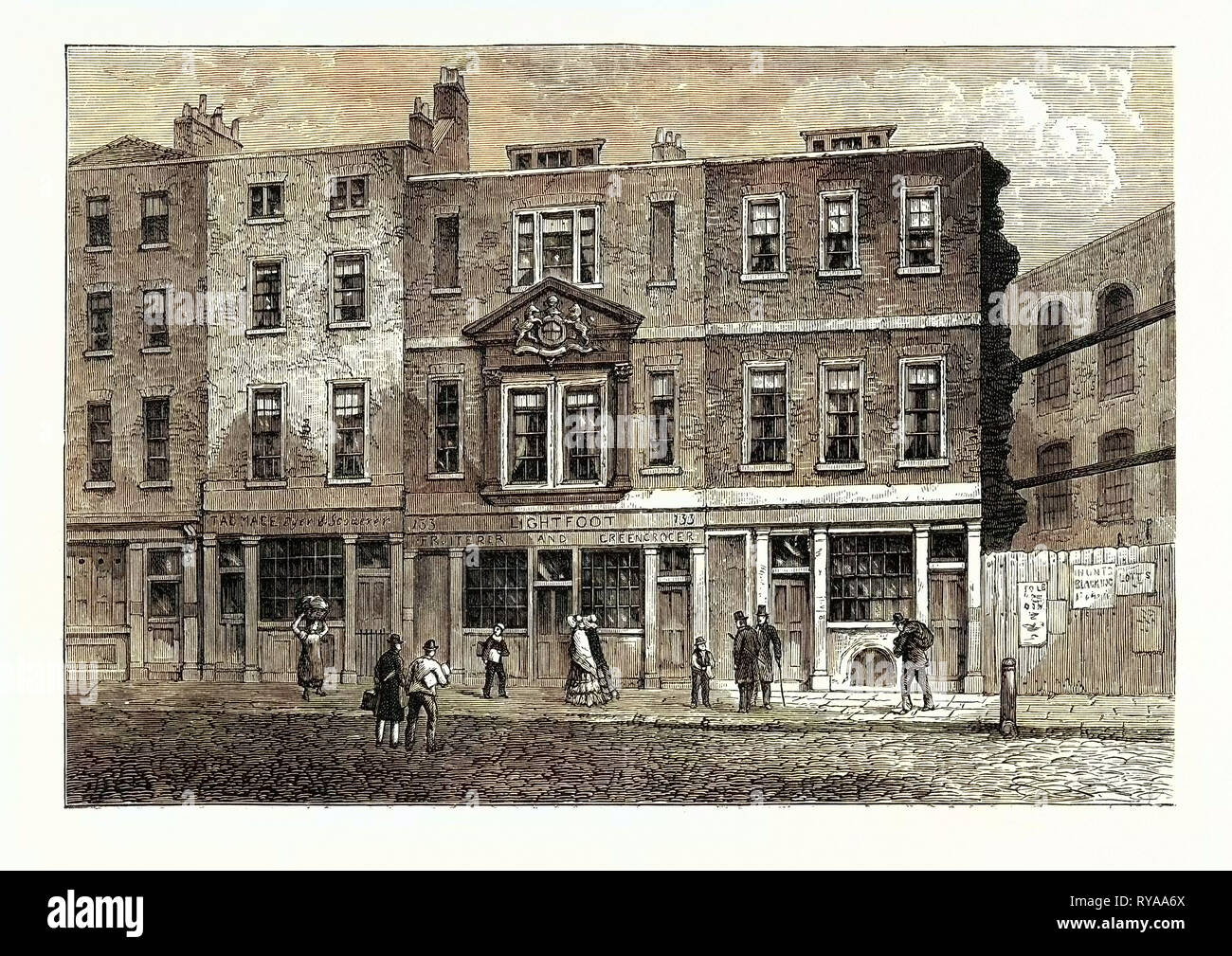 Alte Häuser in fetter Lane West Side in der Nähe der Record Office aus einer Zeichnung von Hirten 1853 London Stockfoto