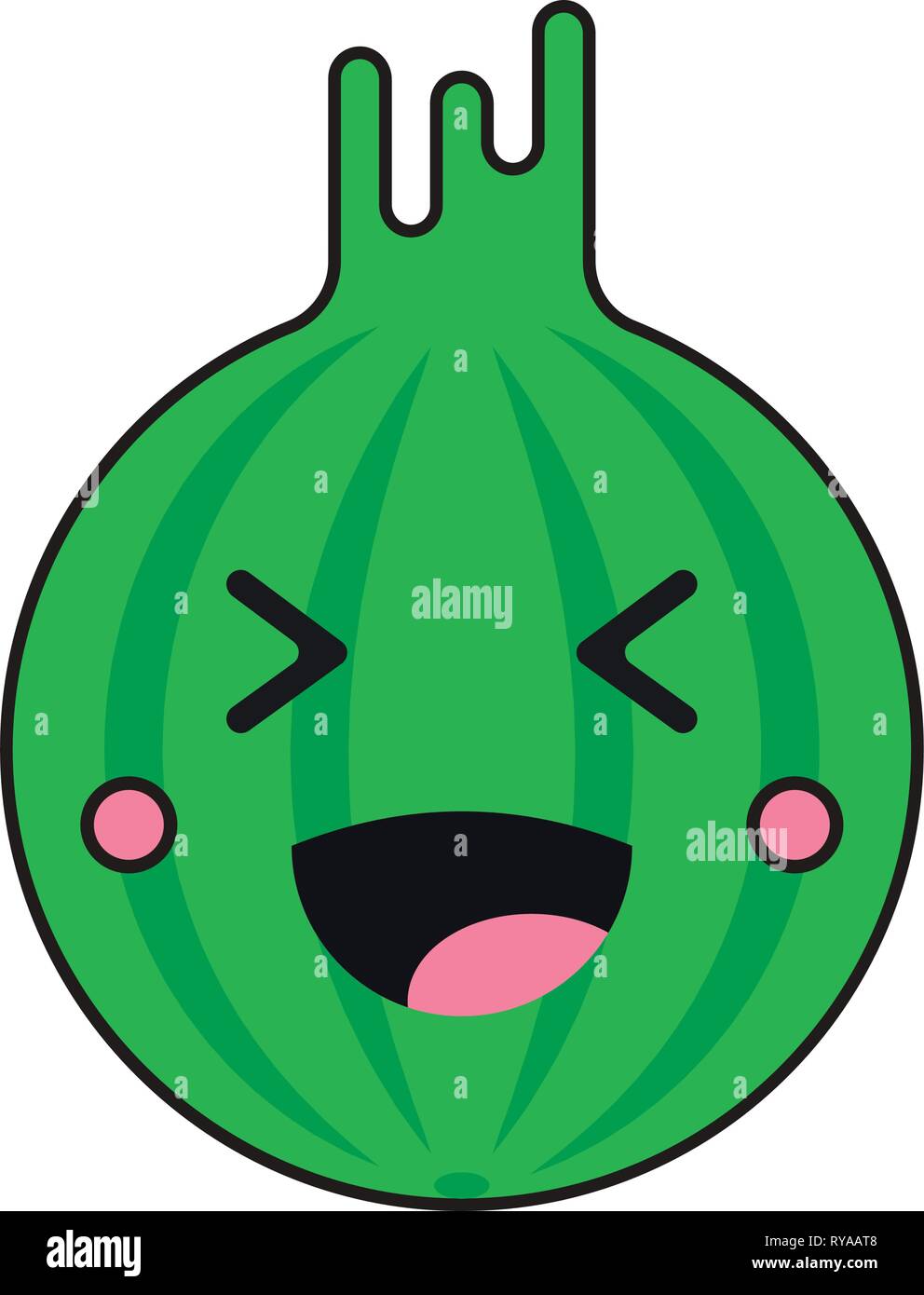 Lachend vektor Stachelbeere in flachen kawaii Stil isoliert auf Weiss. Stock Vektor
