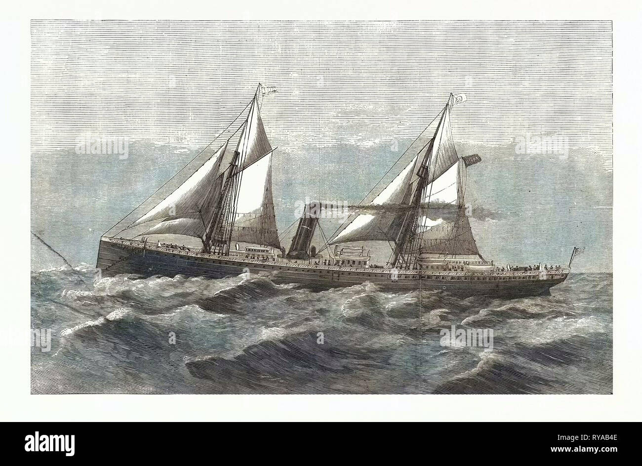 Neue Steam-Ship "Newport", Ward's Havanna. Aus dem Bild von Antonio Jacobson, Kupferstich 1880, US, USA Stockfoto