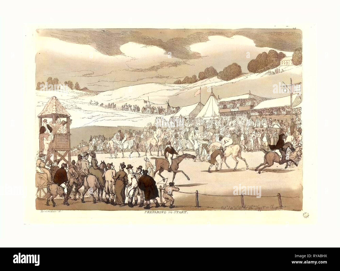 Vorbereitungen zum Start, 1811, Radierung, Hand-Colored Rosenwald Collection Stockfoto Vorbereitungen zum Start, 1811, Radierung, Hand-Colored Rosenwald Collection Stockfoto