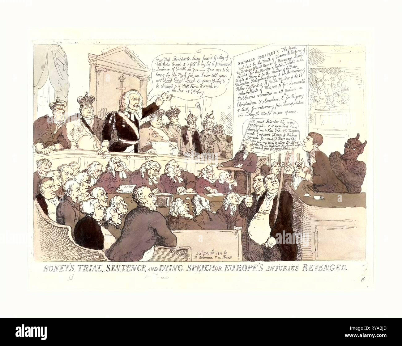 Boney's Versuch, Satz, und Sterben Rede, veröffentlicht 1815, Hand-Colored Ätzen, Rosenwald Collection Stockfoto Boney's Versuch, Satz, und Sterben Rede, veröffentlicht 1815, Hand-Colored Ätzen, Rosenwald Collection Stockfoto