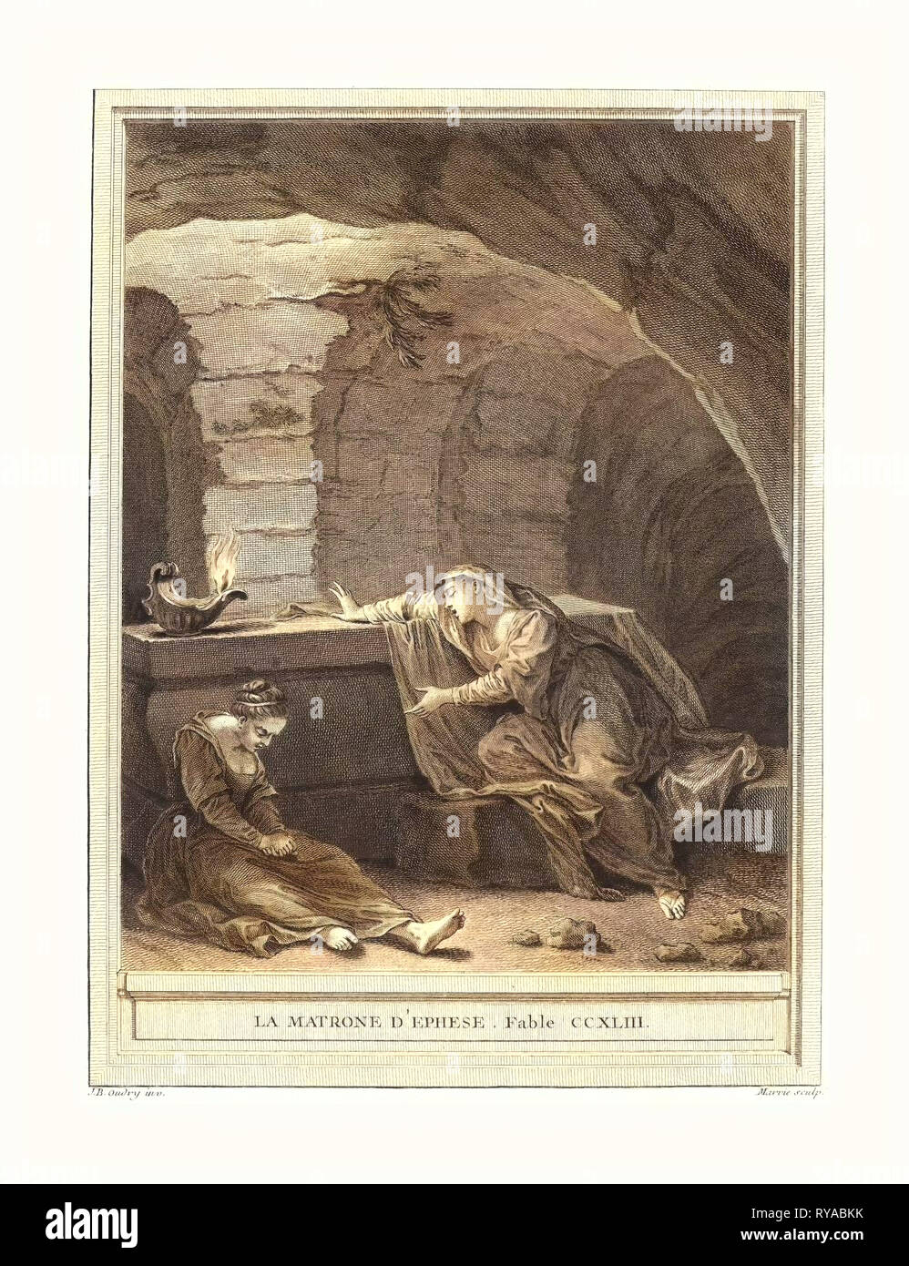Martin Marvie nach Jean-Baptiste Oudry (Französisch, 1713 - 1813), La Matrone D'Ephese (die Matrone von Ephese), veröffentlicht 1759, Hand-Colored Ätzen, Geschenk des Herrn und Frau George W. Ware Stockfoto Martin Marvie nach Jean-Baptiste Oudry (Französisch, 1713 - 1813), La Matrone D'Ephese (die Matrone von Ephese), veröffentlicht 1759, Hand-Colored Ätzen, Geschenk des Herrn und Frau George W. Ware Stockfoto