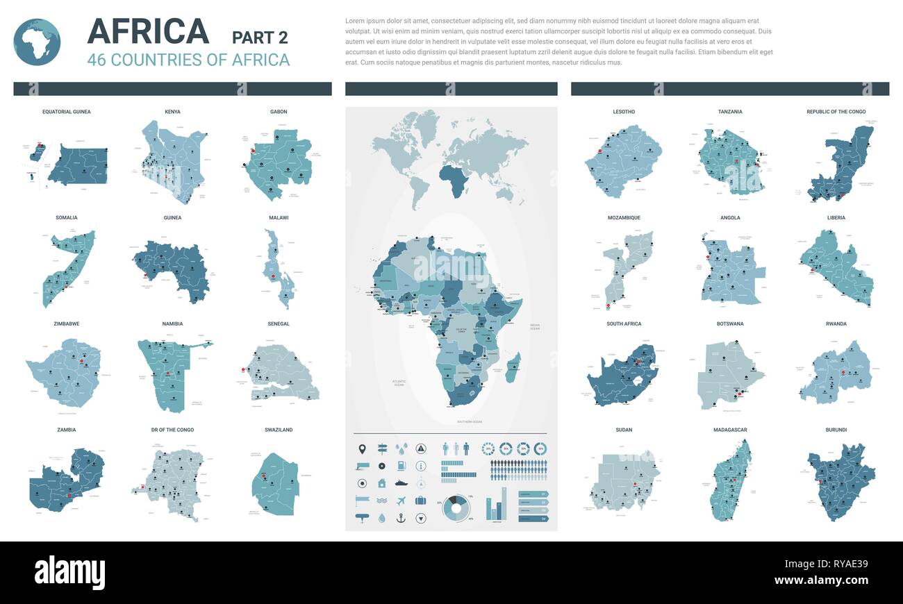 Vektor Karten Festlegen High Ausführliche 46 Karten Der Afrikanischen Länder Mit 6357