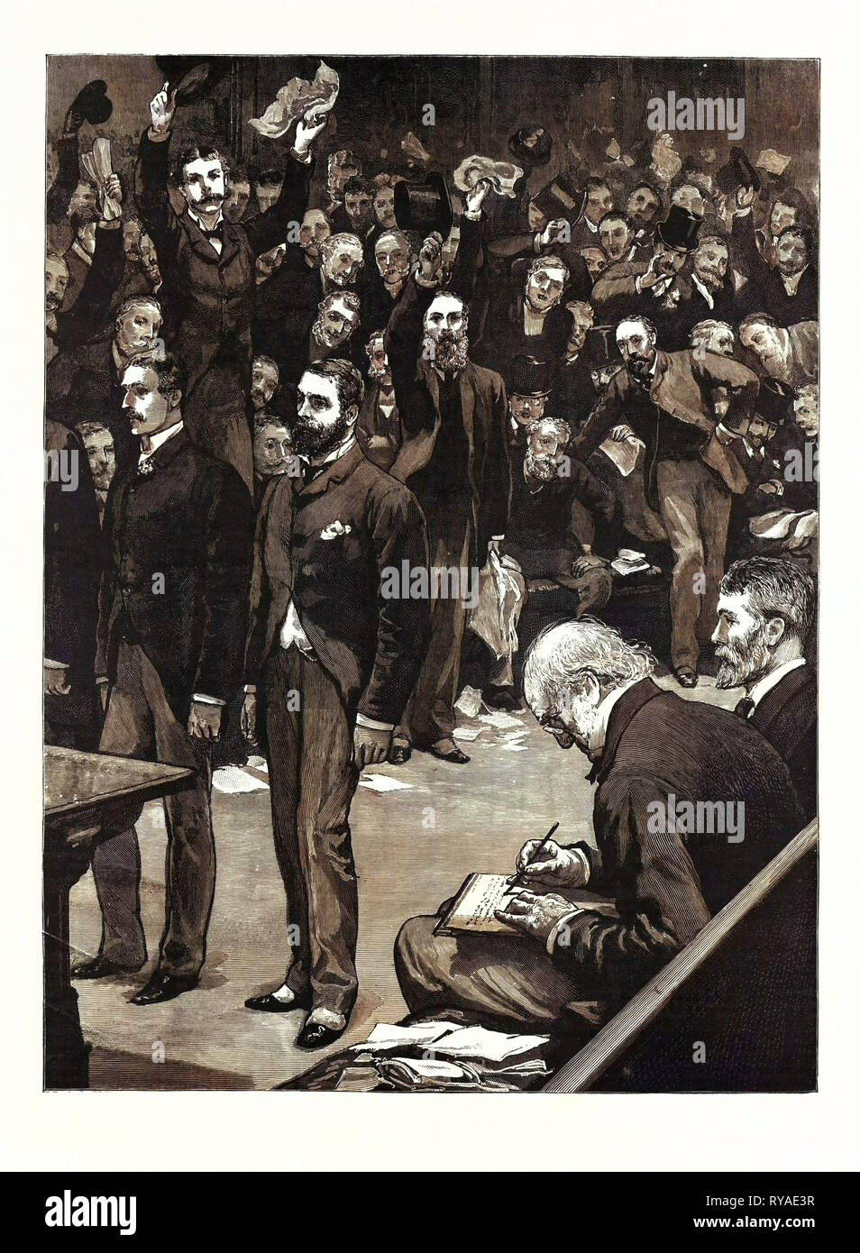 Die Niederlage der Gladstone Ministerium, am Dienstag morgen, 9. Juni 1885 Stockfoto