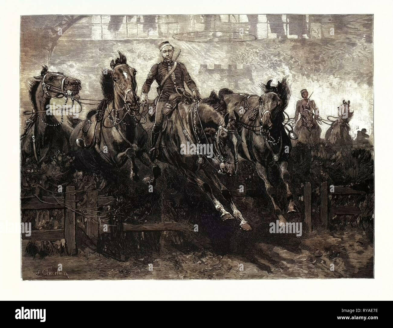 Kavallerie Anzeige vom Dritten (Königs) Husaren an der Royal Military Turnier an der Landwirtschaftlichen Halle Stockfoto