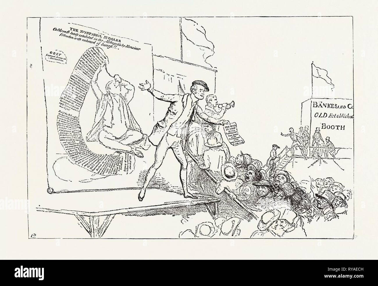 Parlamentarische Wahlen und Wahlkampf in den alten Tagen: J. Doyle: Die rivalisierenden Scharlatane, oder der Dorsetshire Jongleur, 25. Mai 1831 Stockfoto