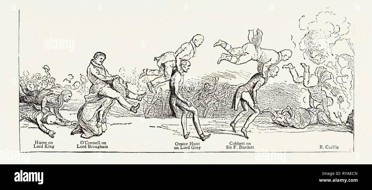 Parlamentarische Wahlen und Wahlkampf in den alten Tagen: J. Doyle: Leap-Frog auf einer Ebene, oder kopfüber in die Teufel, 9. Mai 1831 Stockfoto