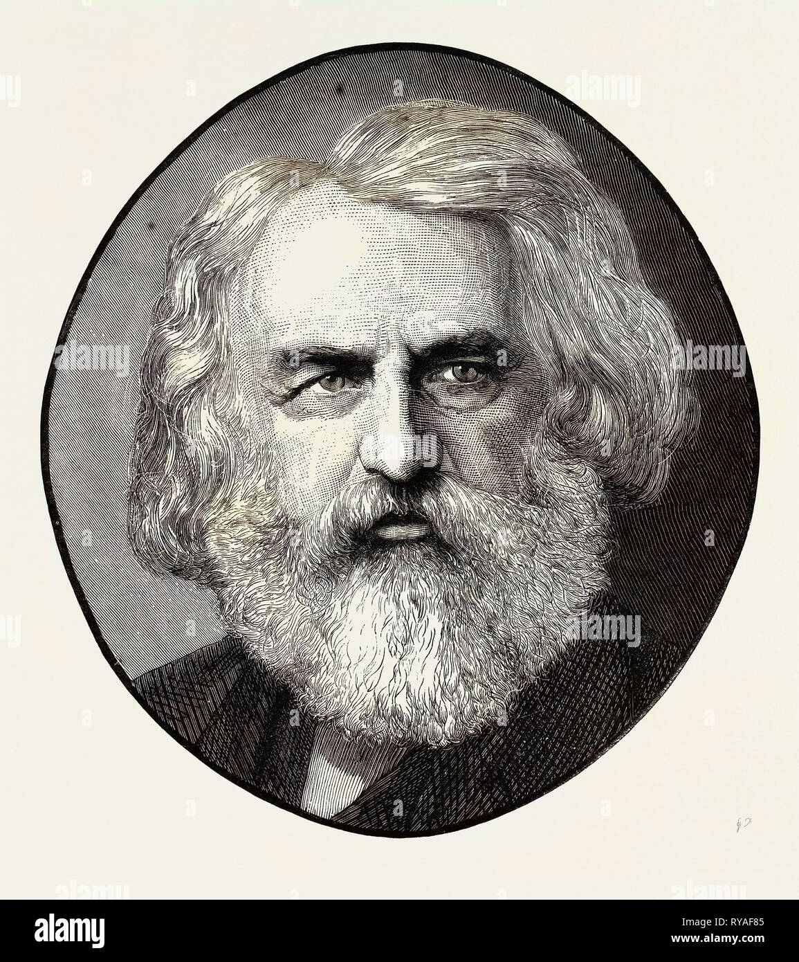 Henry Wadsworth Longfellow, geboren Februar 27, 1807, starb am 24. März, 1882 Stockfoto