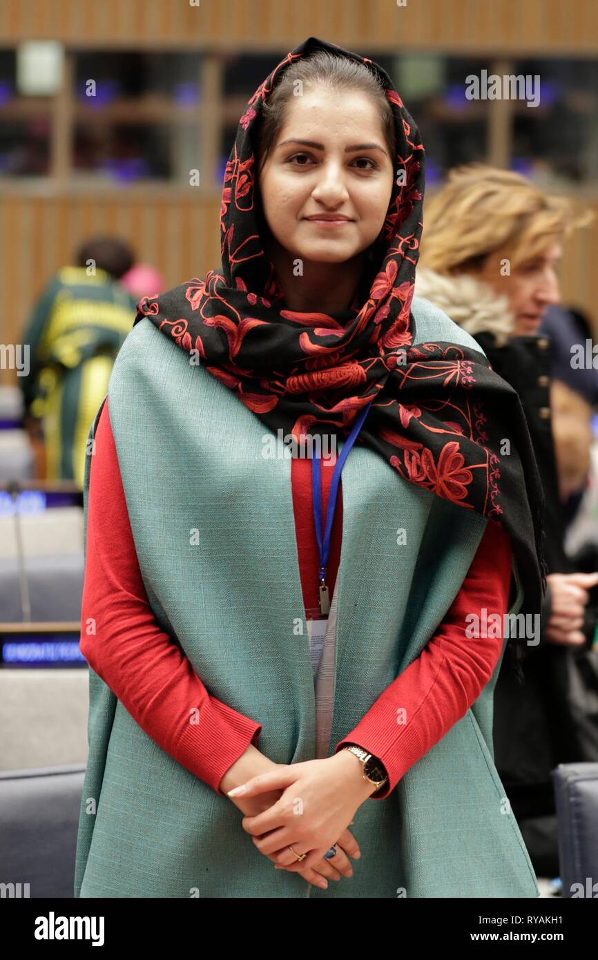 Vereinten Nationen, New York, USA, 12. März 2019 - Marjan Matin Stellvertretender Minister für Bildung in Afghanistan teilgenommen an der CSW 63 interaktiven Dialog auf hoher Ebene unter den Ministern auf der Priority Theme: Aufbau von Allianzen für die Systeme der sozialen Sicherung, der Zugang zu öffentlichen Dienstleistungen und nachhaltige Infrastruktur für die Gleichstellung der Geschlechter und das Empowerment von Frauen und Mädchen heute auf das UN-Hauptquartier in New York. Foto: Luiz Rampelotto/EuropaNewswire | Verwendung weltweit Stockfoto