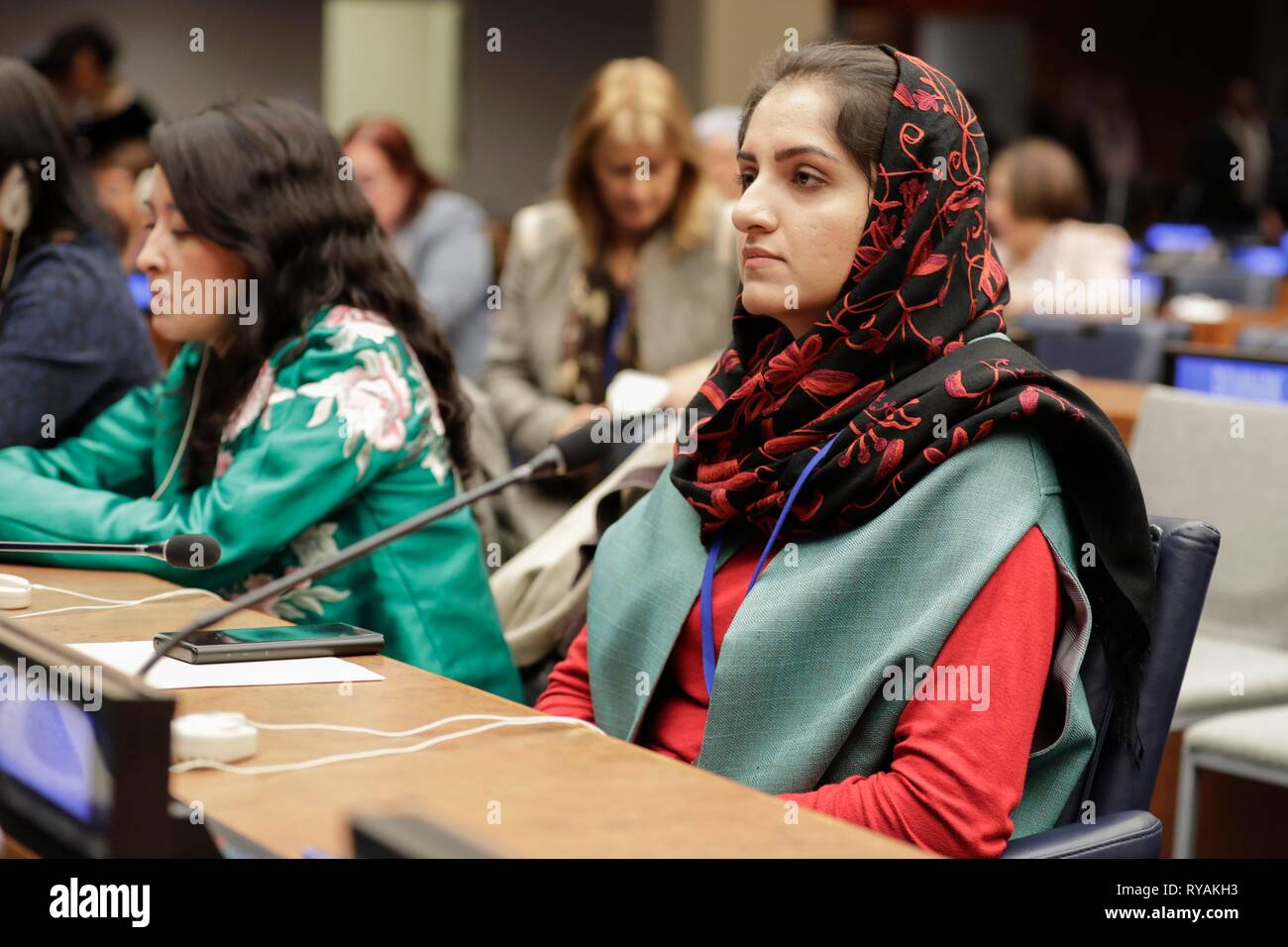 Vereinten Nationen, New York, USA, 12. März 2019 - Marjan Matin Stellvertretender Minister für Bildung in Afghanistan teilgenommen an der CSW 63 interaktiven Dialog auf hoher Ebene unter den Ministern auf der Priority Theme: Aufbau von Allianzen für die Systeme der sozialen Sicherung, der Zugang zu öffentlichen Dienstleistungen und nachhaltige Infrastruktur für die Gleichstellung der Geschlechter und das Empowerment von Frauen und Mädchen heute auf das UN-Hauptquartier in New York. Foto: Luiz Rampelotto/EuropaNewswire | Verwendung weltweit Stockfoto