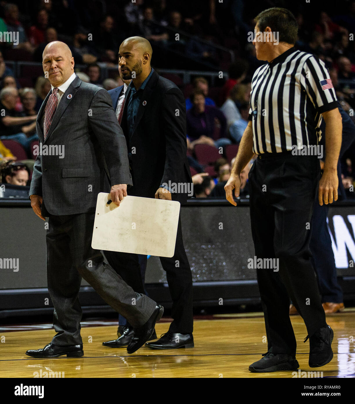 Mar 11 2019 Las Vegas, NV, USA St. Mary's Head Coach Randy Bennett während der NCAA West Coast Conference Männer Basketball Turnier Halbfinale zwischen den San Diego Toreros und der Saint Mary's Gaels 69-62 gewinnen in der Orleans Arena in Las Vegas, NV. Thurman James/CSM Stockfoto