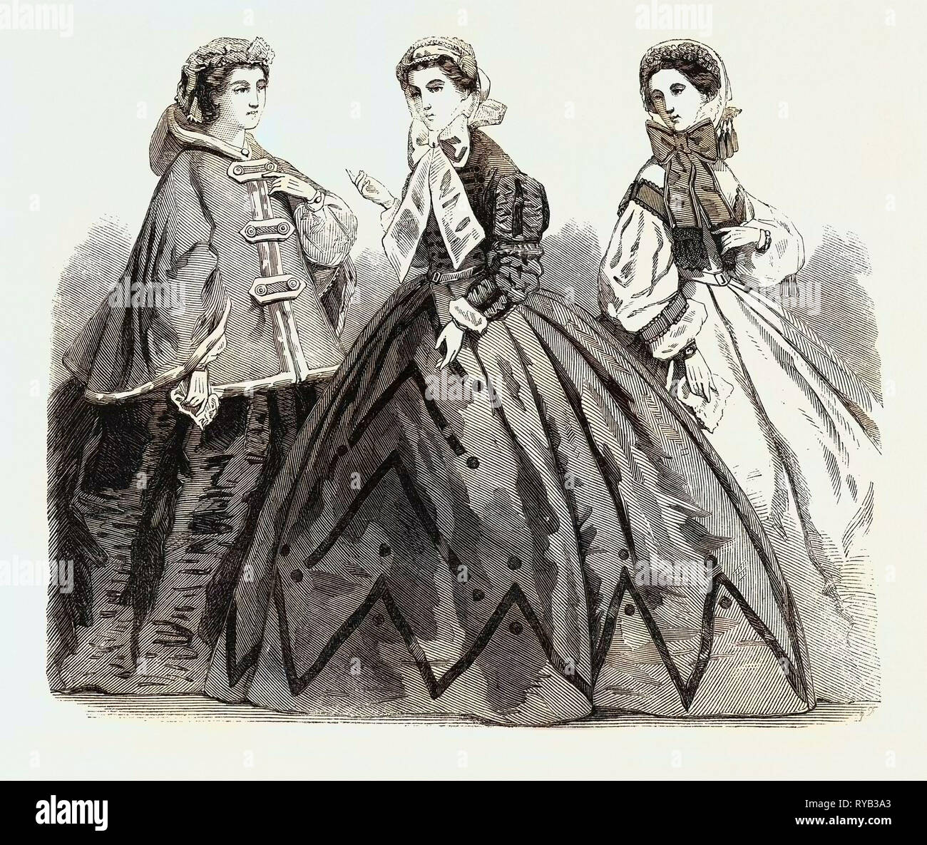 Paris Fashionsfashions für April 1861 Stockfoto
