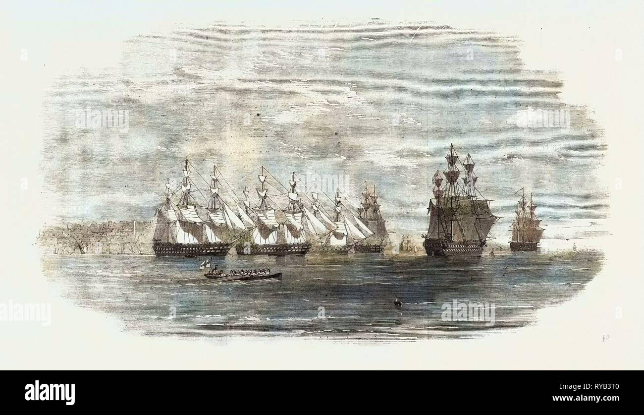 Die britische Flotte liegen in der Reede von Beyrout (Beirut Stockfoto