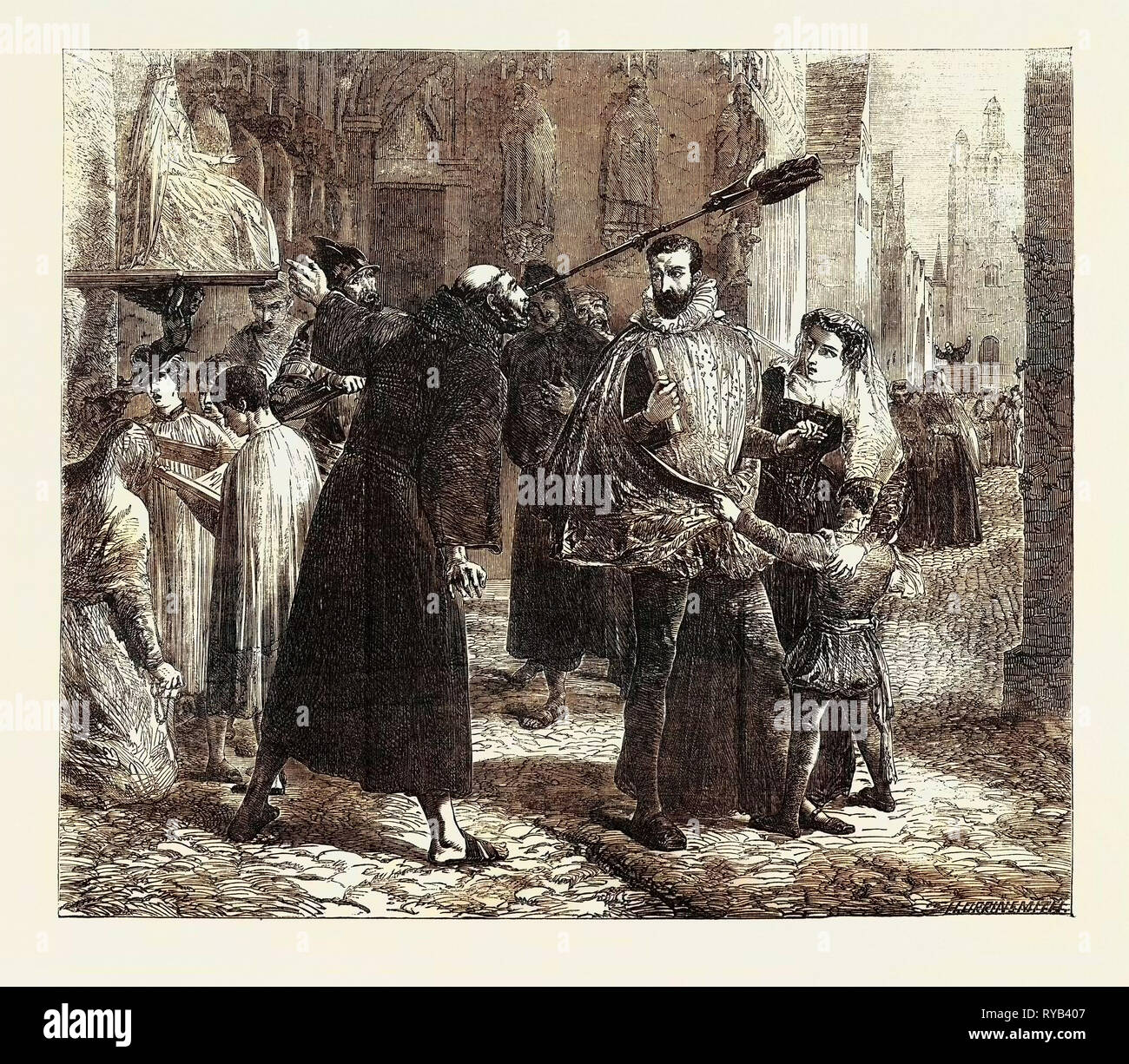 Zeit der Verfolgung der christlichen Reformer in Paris im Jahre 1569. Von der Ausstellung der Royal Academy Stockfoto