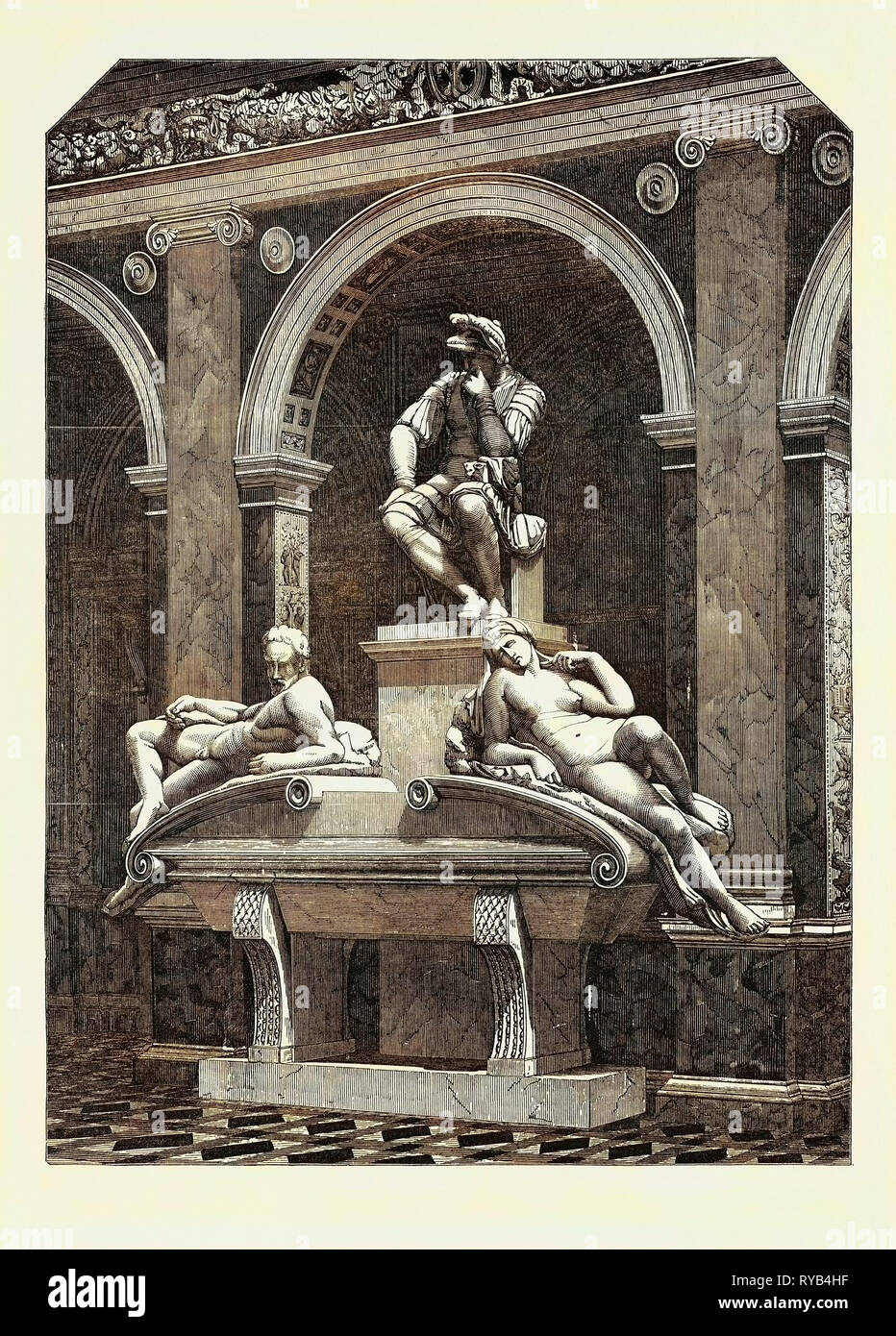 Das Denkmal von Lorenzo de' Medici, die in der italienischen Gericht am Crystal Palace 1854 Stockfoto