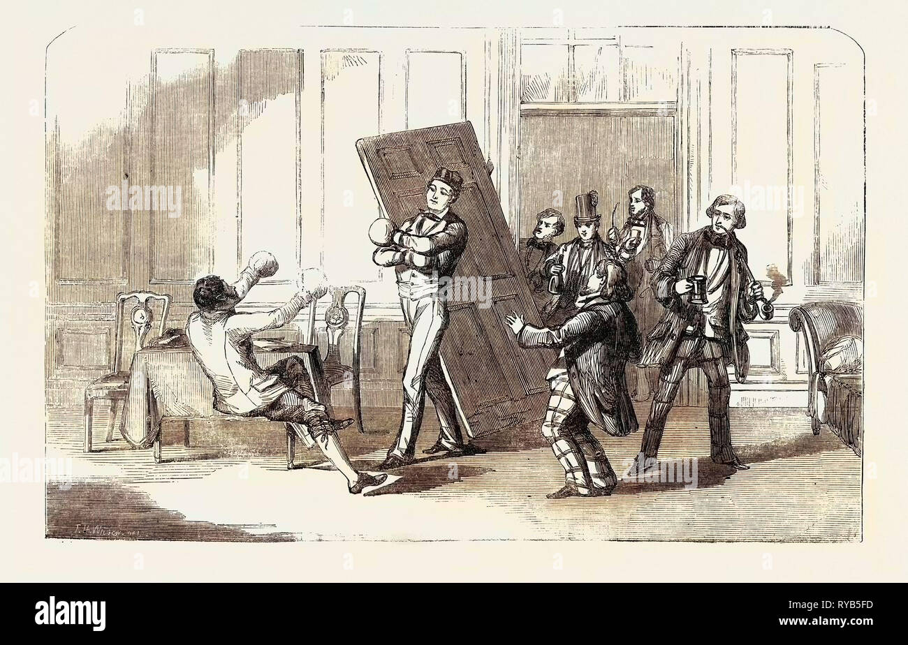 Szene aus dem Neuen Farce des langsamen Mann an der Adelphi Theatre London UK 1854 Stockfoto