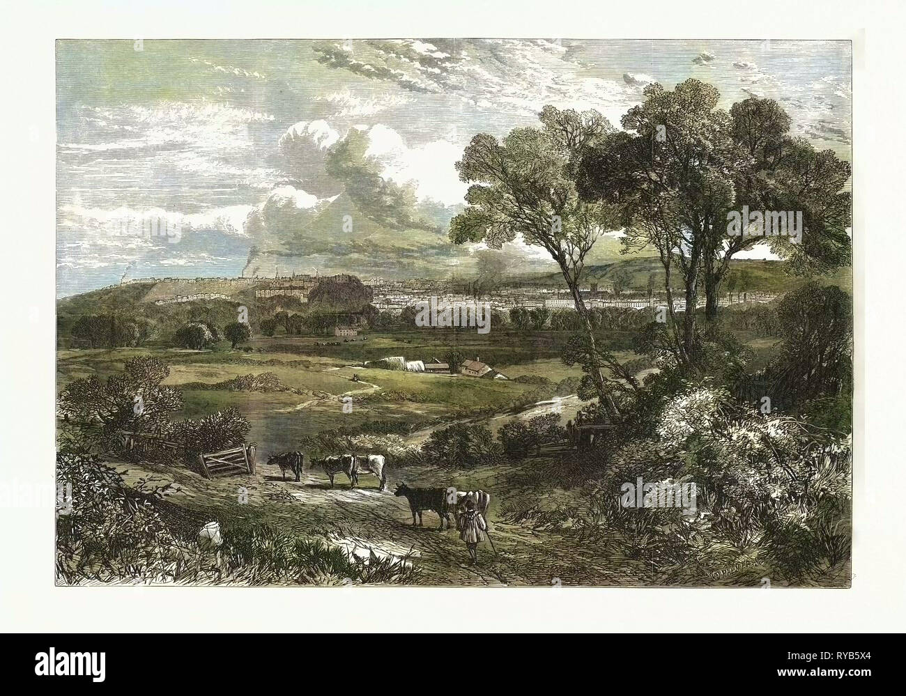 Die Britische Vereinigung zur Förderung der Wissenschaft: Der Stadt Nottingham, vom dem Ruddington Hills, 1866 Stockfoto
