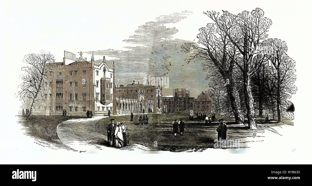 Die Cambridge Bundestagswahl Bundestagswahl: St. John's College (Earl Powis's) aus dem Garten, UK, 1847 Stockfoto