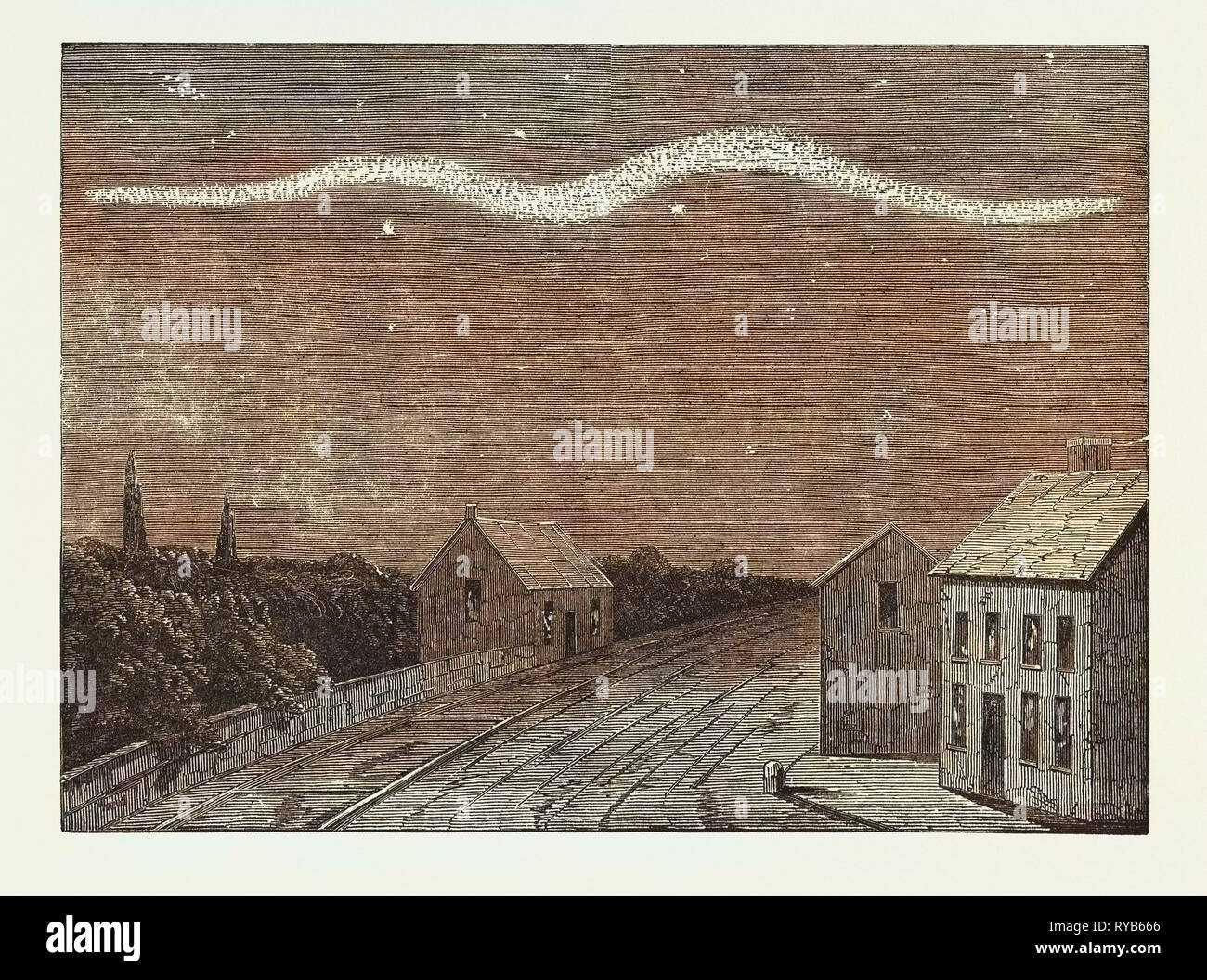 Außerordentliche Meteor gesehen über Dublin, am Abend des 2. September 1853 Stockfoto