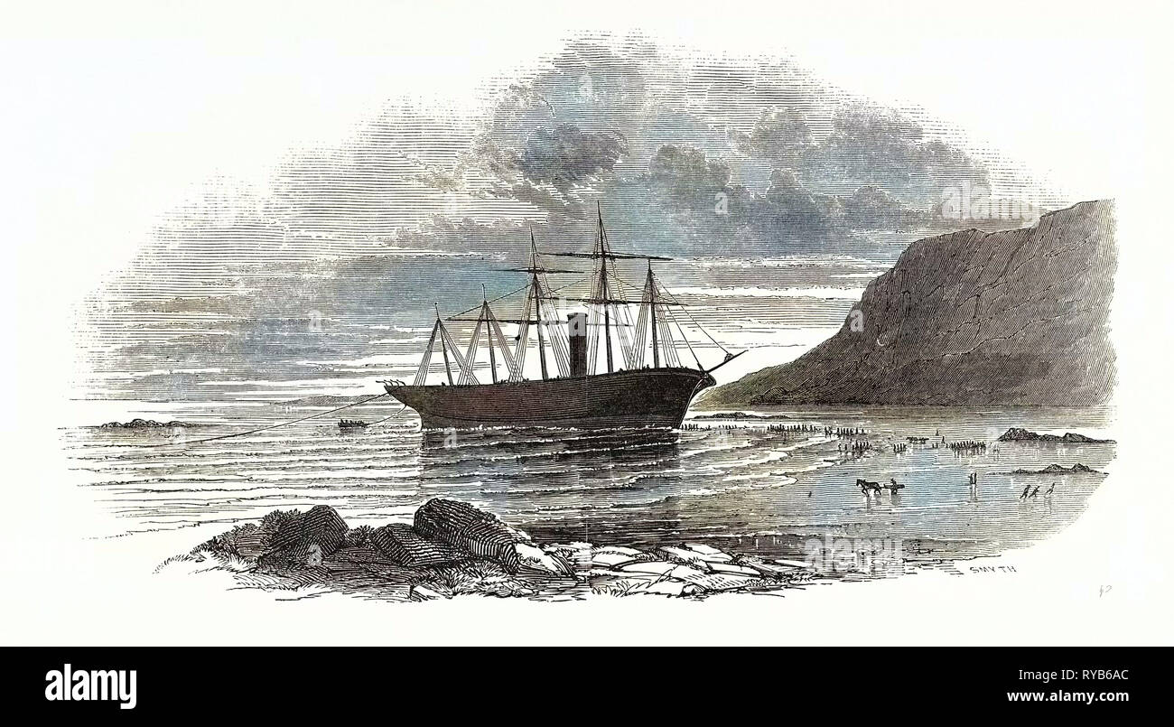 Die Großbritannien Steamship, skizziert am nächsten Morgen ein, nachdem Sie ging an Land in Rathmullan, 1846 Stockfoto