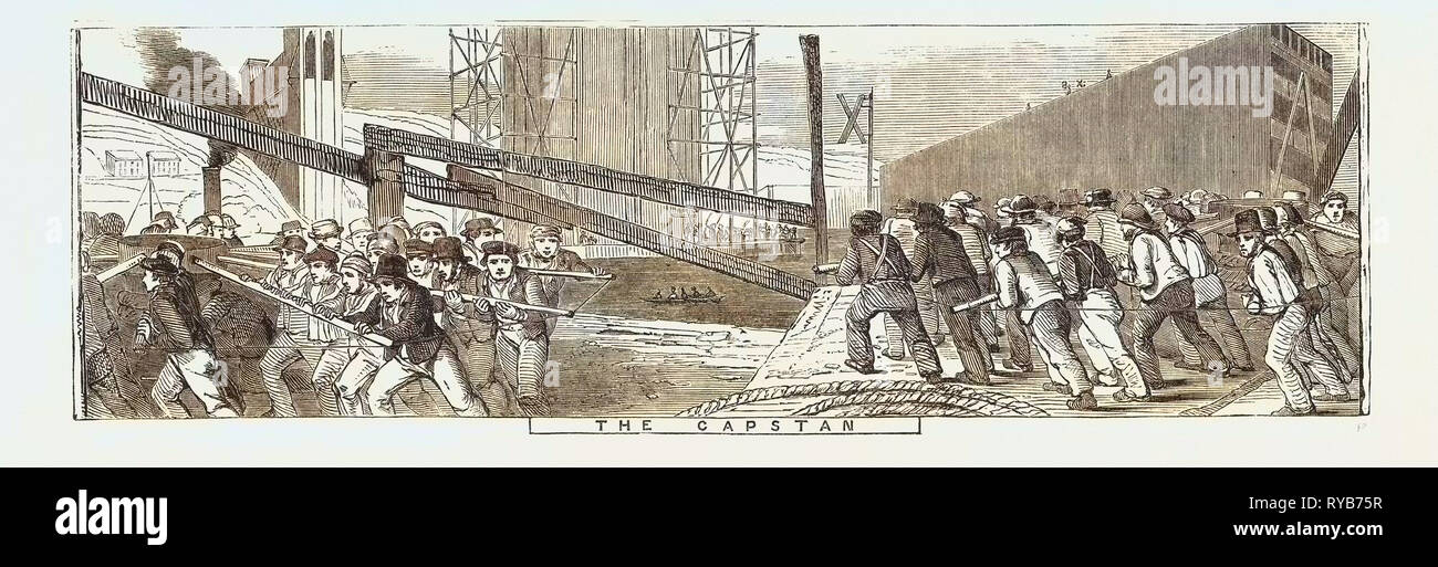 Das Britannia Bridge: Die Winde, 1849 Stockfoto