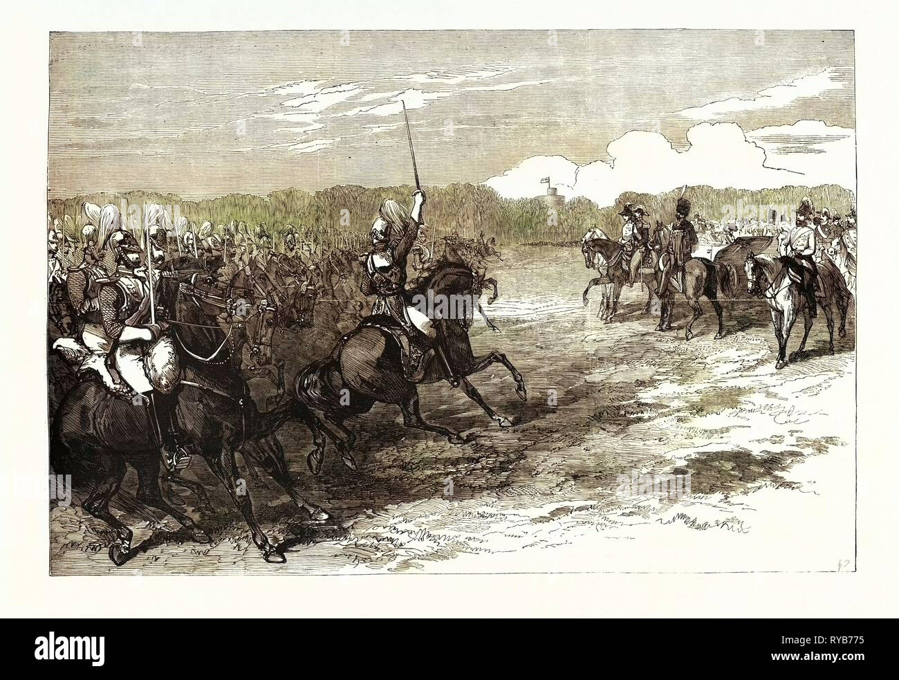 Der Kaiserliche Besuch: Überprüfung des Haushalts Truppen im Windsor Great Park, der Kavallerie, 1855 Stockfoto