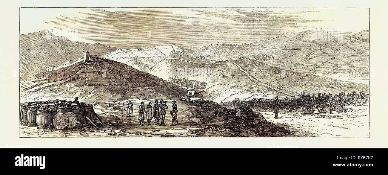 Der Bürgerkrieg in Spanien: Center Positionen der Carlists: Aus der Advanced Post von Pucheta, 1874 Stockfoto