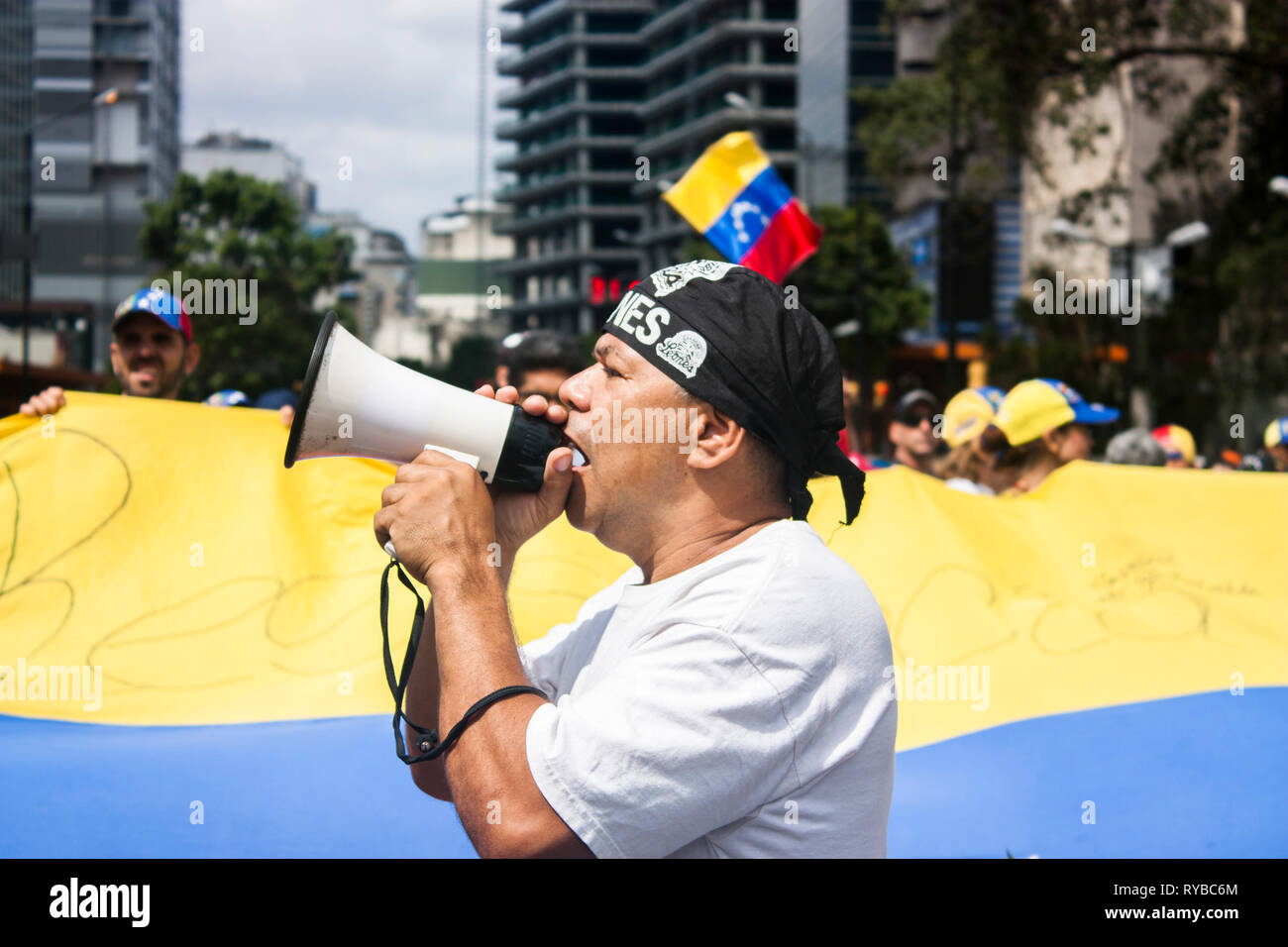 Caracas, Venezuela, 9. März 2019. Demonstranten konzentriert Juan Guaidó als interimistischer Präsident von Venezuela zu unterstützen. Stockfoto