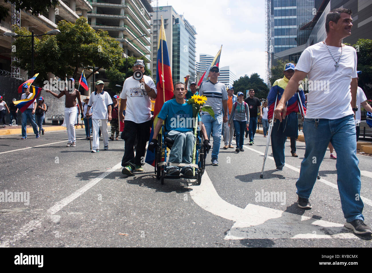 Caracas, Venezuela, 9. März 2019. Demonstranten konzentriert Juan Guaidó als interimistischer Präsident von Venezuela zu unterstützen. Stockfoto