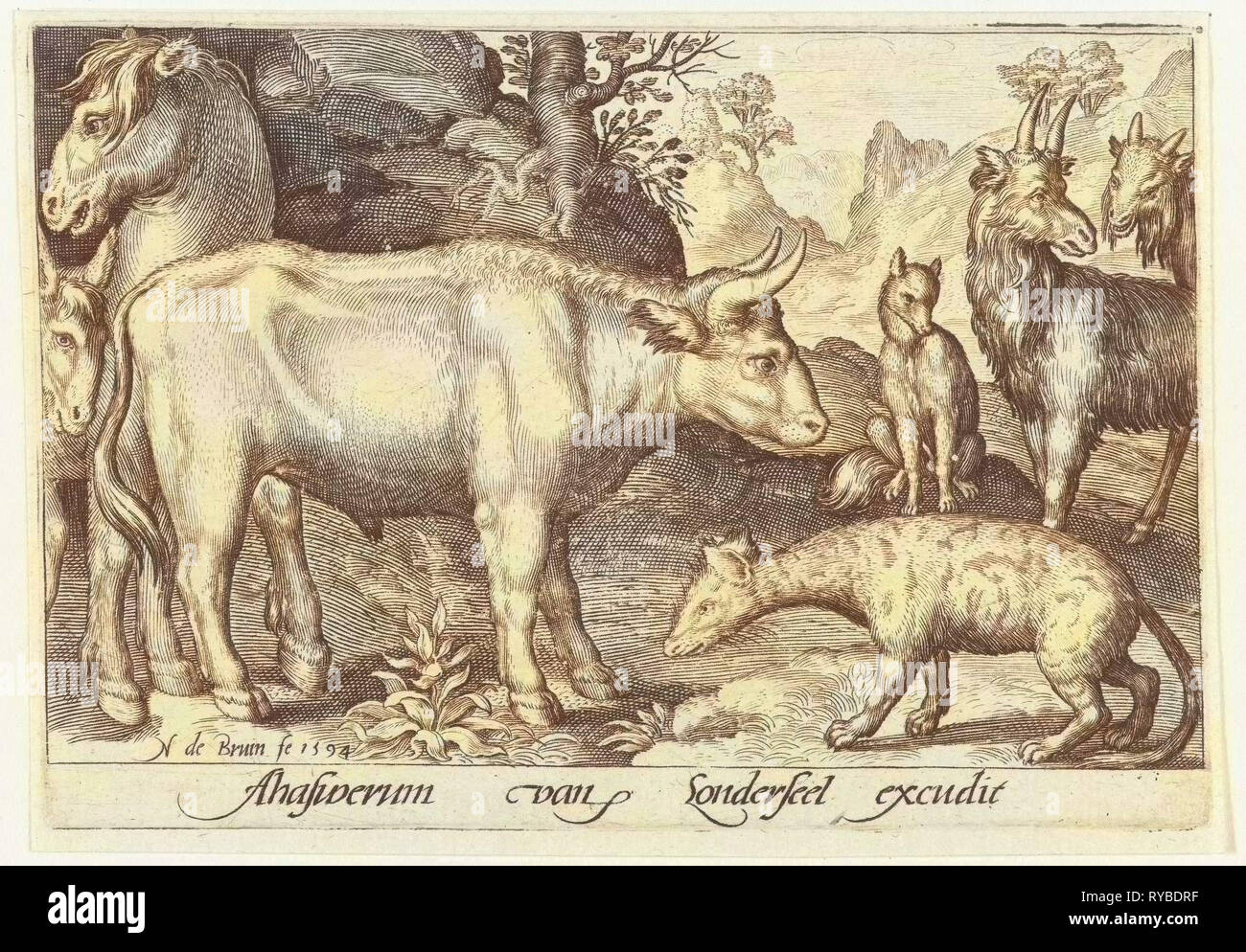 Taurus, Vieh und andere Hyänen, Nicolaes de Bruyn, 1594 Stockfoto