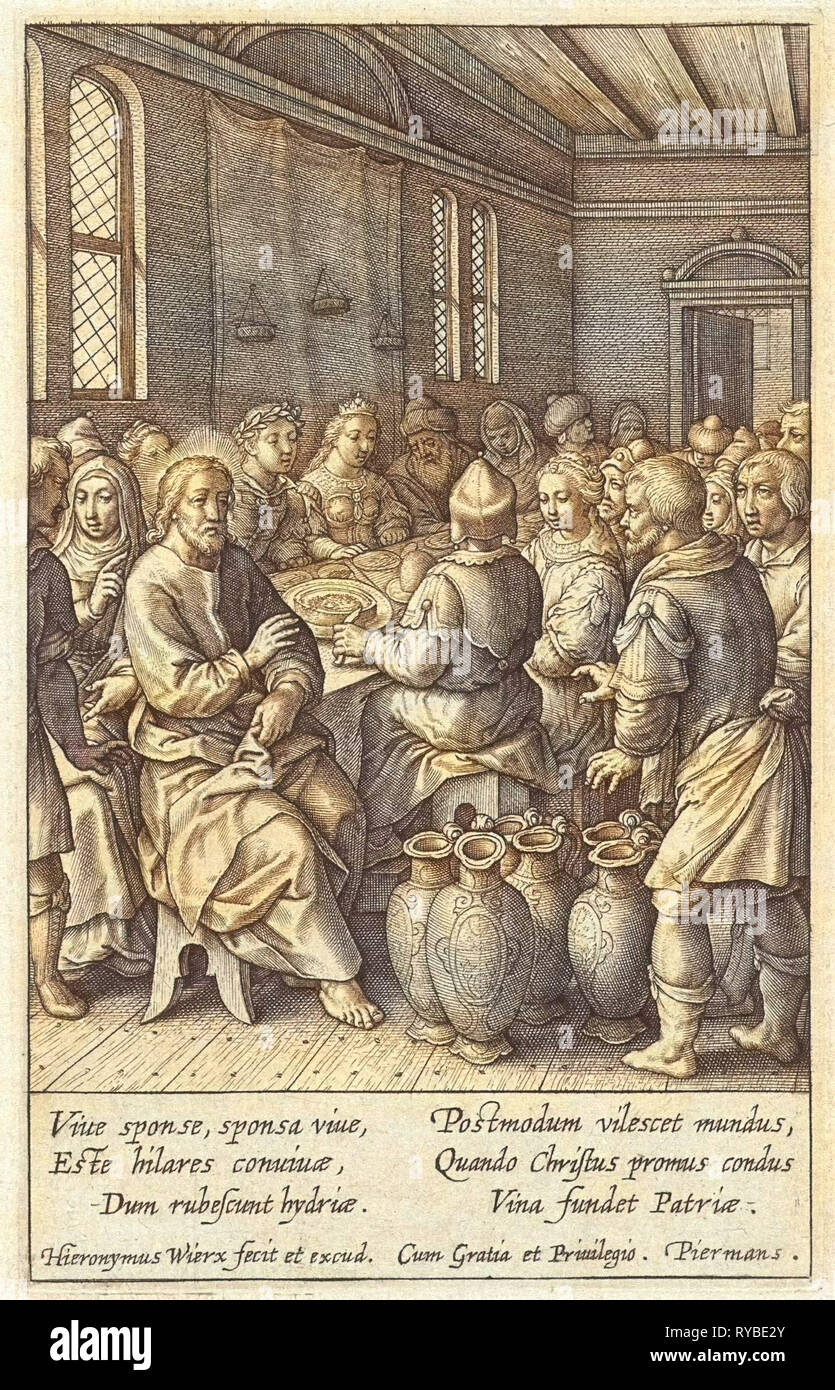 Hochzeit zu Kana, Hieronymus Wierix, 1563 - vor 1619 Stockfoto