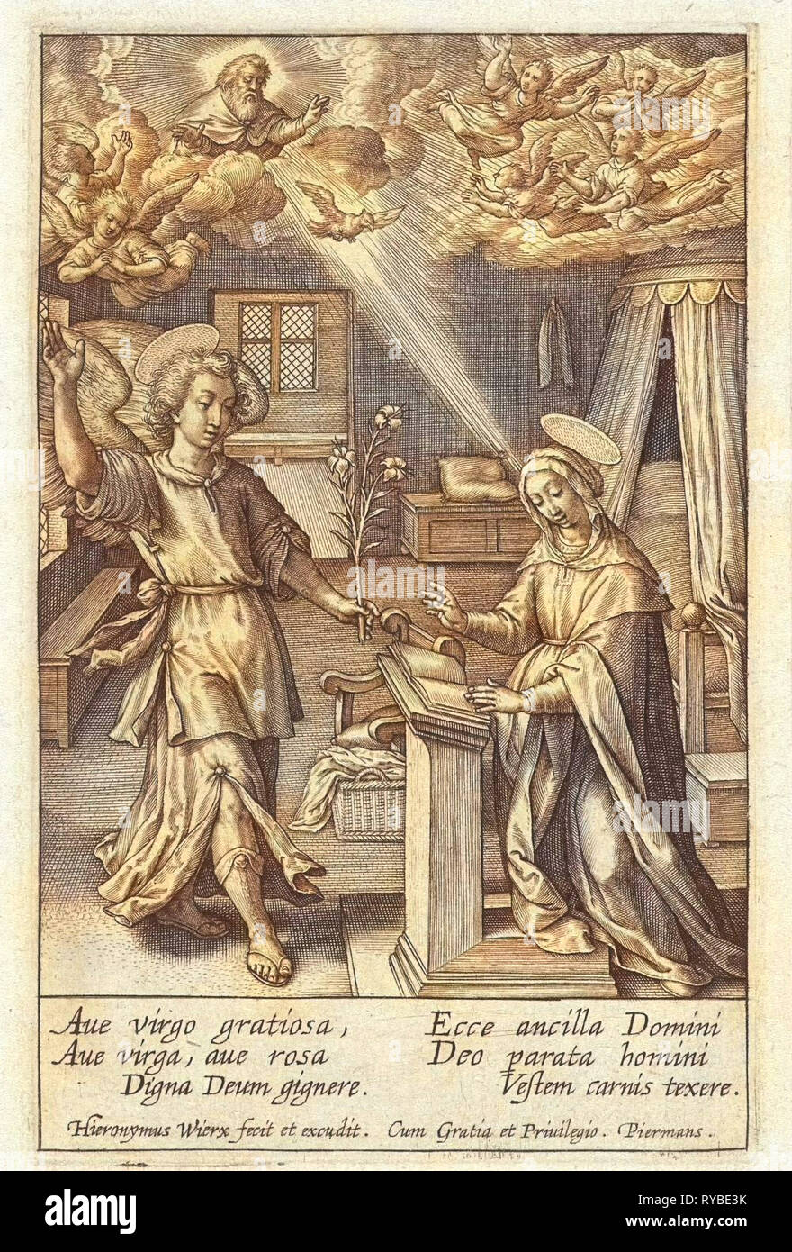 Verkündigung, Hieronymus Wierix, 1563 - vor 1619 Stockfoto
