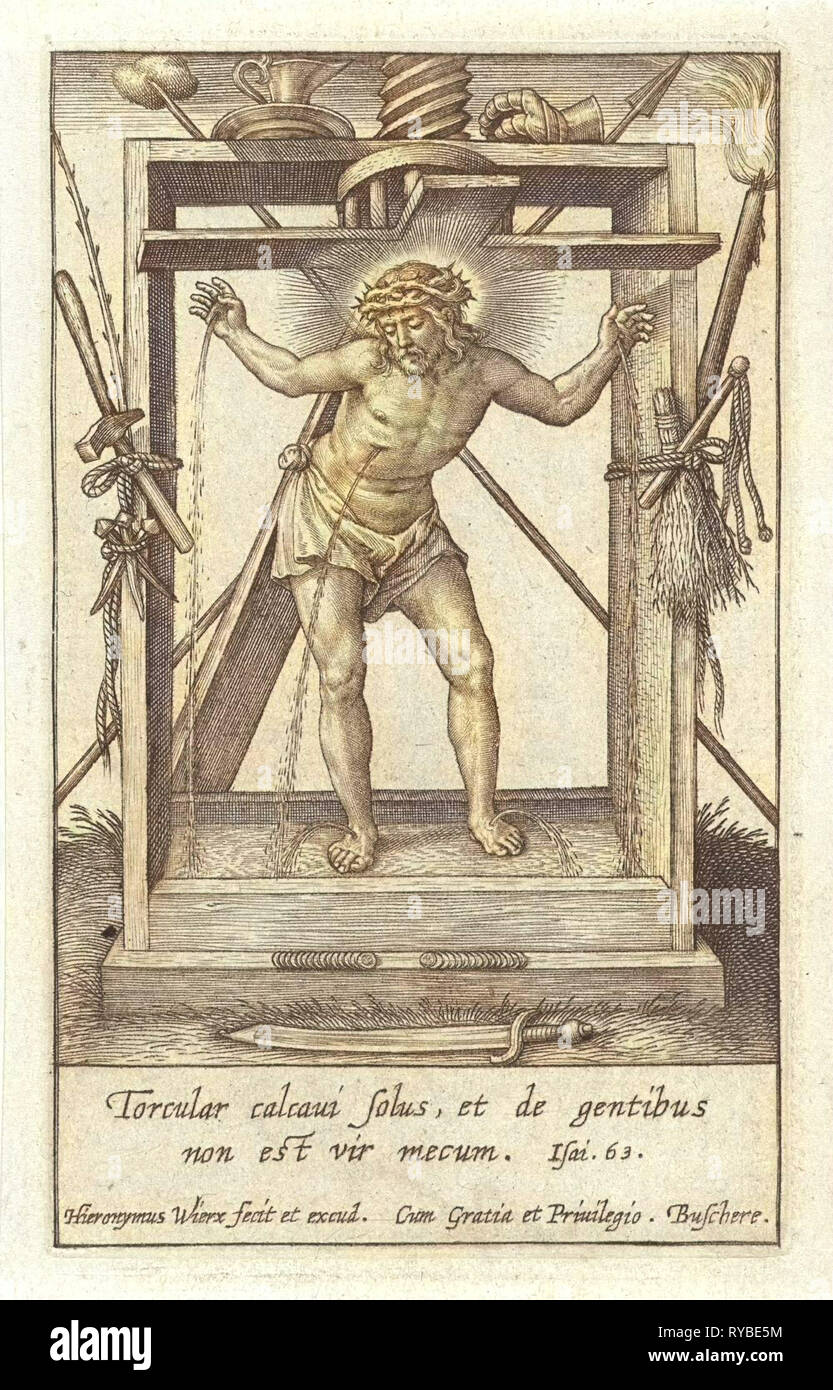 Christus in der Kelter, Hieronymus Wierix, 1563 - vor 1619 Stockfoto