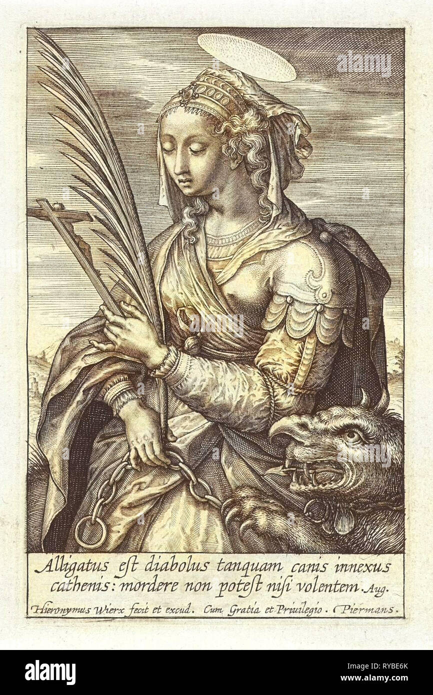 Heilige Margarete von Antiochia, Hieronymus Wierix, 1563 - vor 1619 Stockfoto
