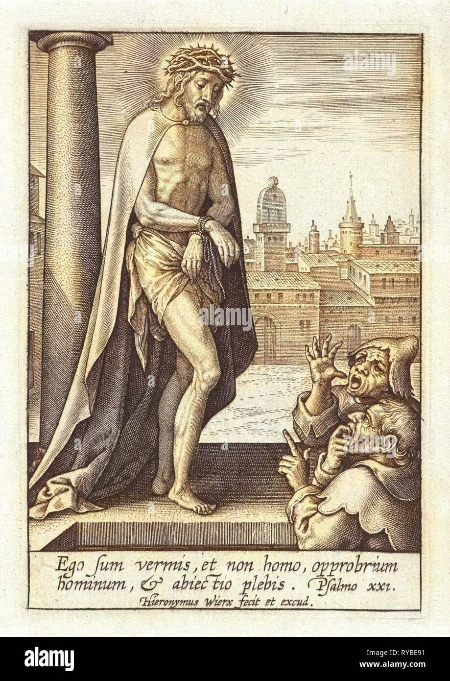 Spott von Christus, Hieronymus Wierix, 1563 - vor 1619 Stockfoto