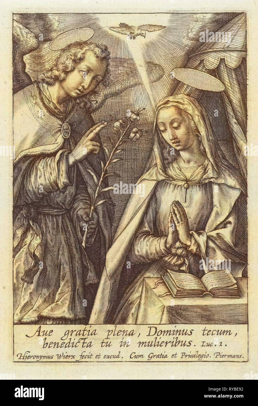 Verkündigung, Hieronymus Wierix, 1563 - vor 1619 Stockfoto