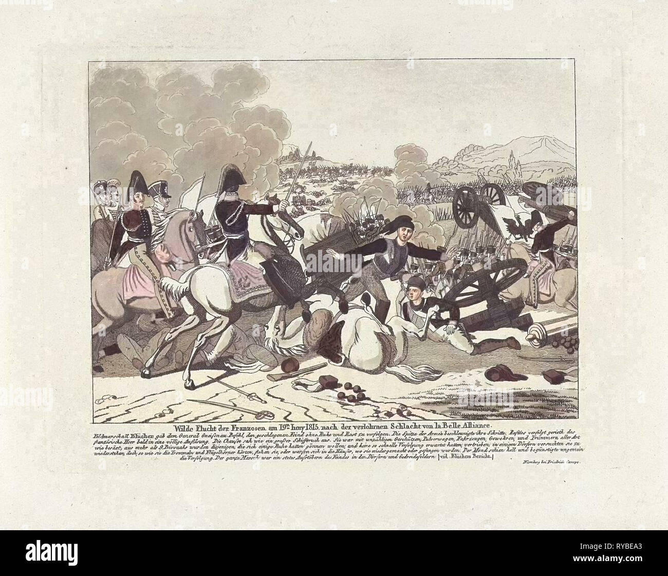 Flug von den Franzosen nach der Niederlage bei der Schlacht von Waterloo 1815, Anonymous, Friedrich Campe, 1815 Stockfoto