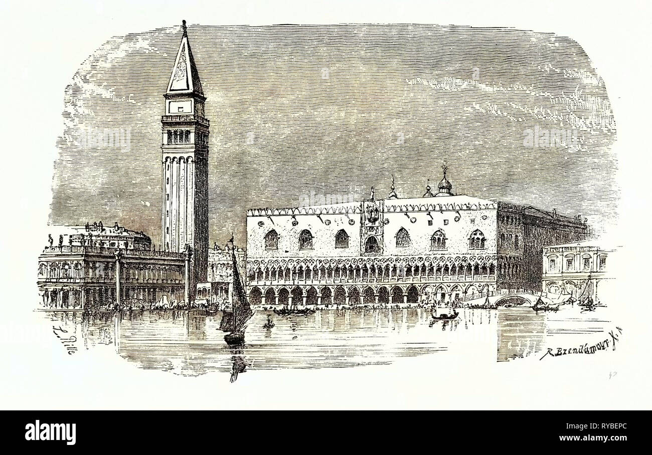 Campanile von St. Mark's und Palast des Dogen von Venedig Stockfoto