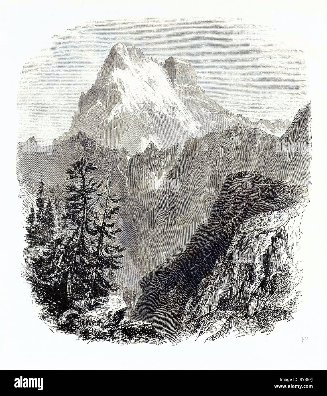Monte Viso vom Kopf des Val Pellice Stockfoto