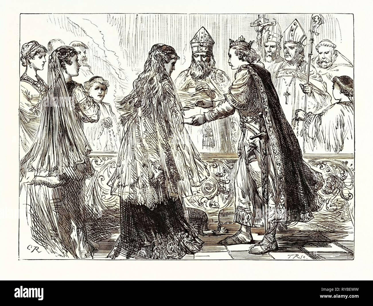 Die Ehe von Heinrich I. und Mathilde Stockfoto