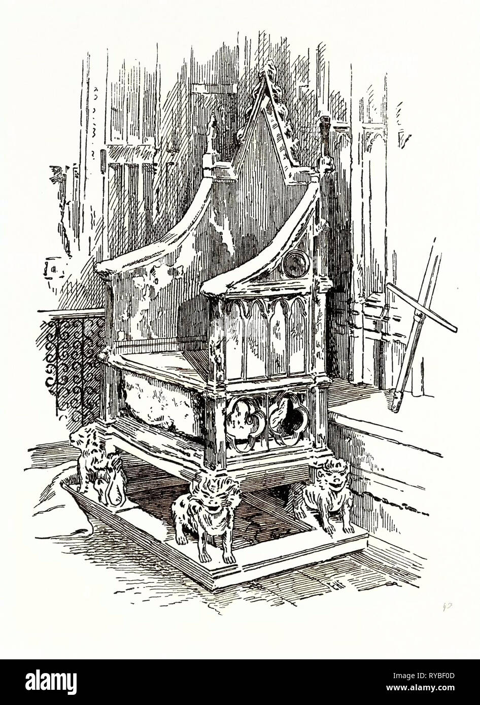 Die Krönung Stuhl und Stein des Schicksals Westminster Abbey Stockfoto