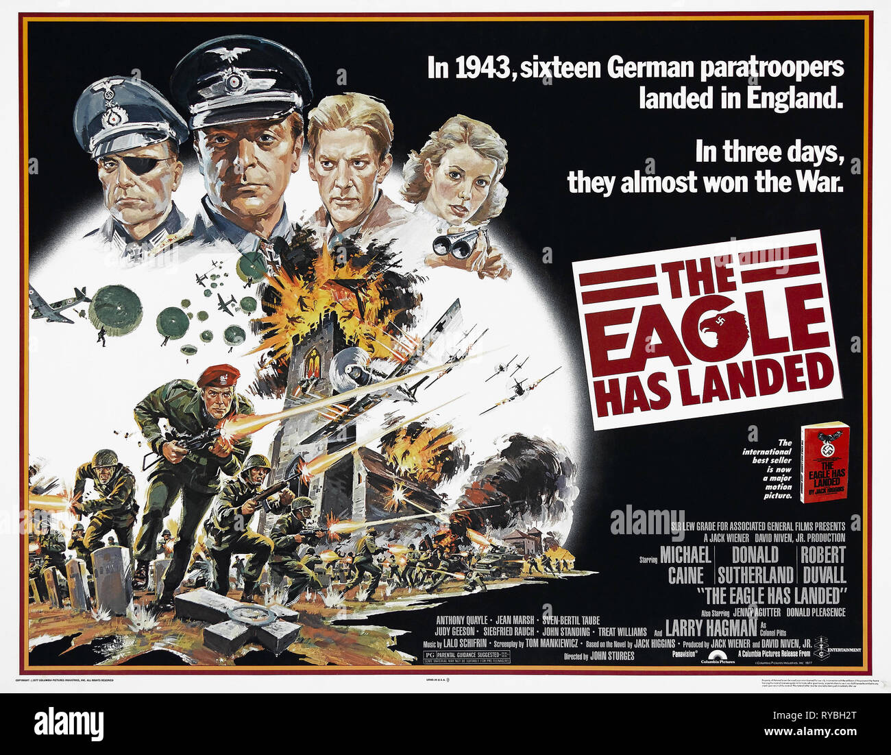 ROBERT DUVALL, MICAHEL CAINE, DONALD PLEASANCE, Jenny Agutter FILM POSTER, The Eagle Has Landed, 1976 Stockfoto