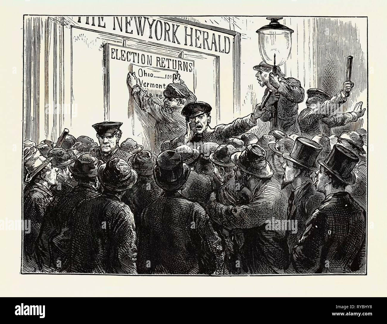 Skizzen in New York während der Präsidentenwahl: Außerhalb einer Zeitung Büro Stockfoto