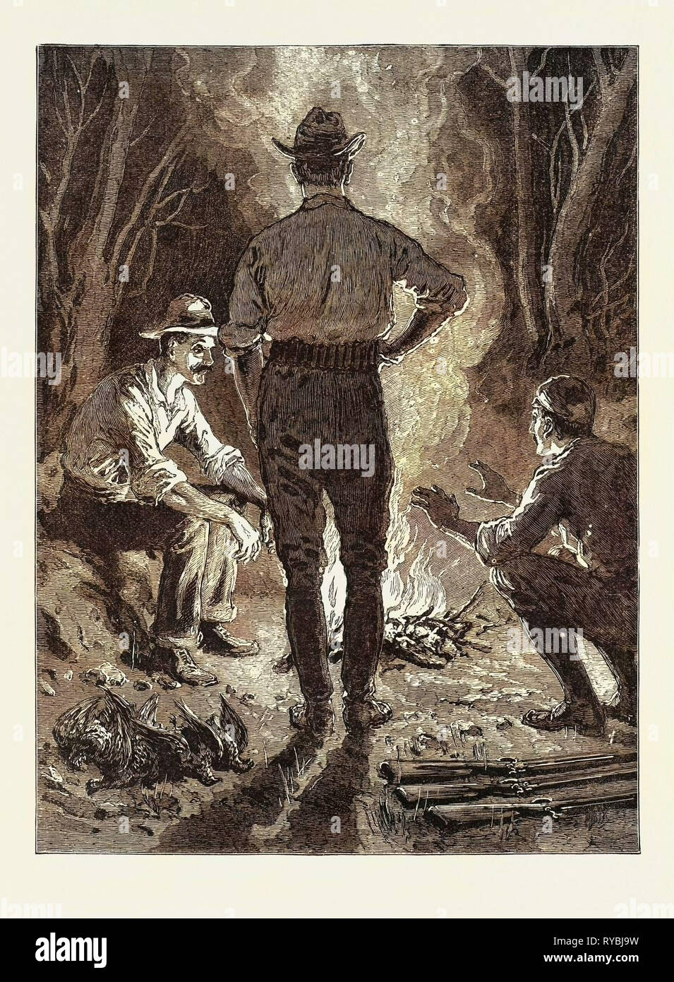 Lord Randolph Churchill in Südafrika: 'Hier begonnen unser erstes Kochen Bemühungen. Reisig zu sammeln für das Feuer, und füllen Sie den Wasserkocher, und lassen Sie das Wasser kochen, sind die ersten Aufgaben Stockfoto