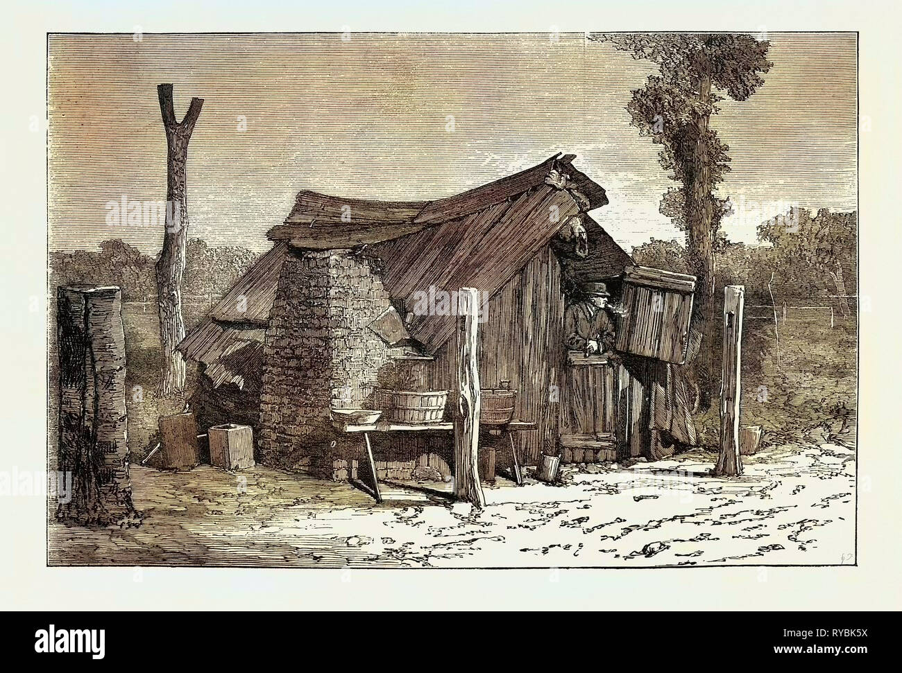 Skizzen aus Australien im Zusammenhang mit dem Tichborne Fall: Hütte, in der der Antragsteller wird gesagt zu haben, lebte in Wagga Wagga Stockfoto