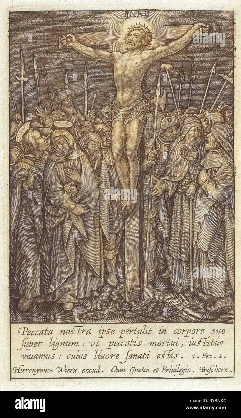 Christus am Kreuz, Hieronymus Wierix, 1563 - vor 1619 Stockfoto