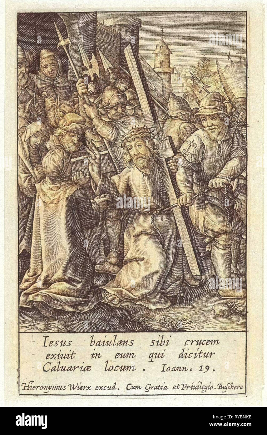 Tragen des Kreuzes, Hieronymus Wierix, 1563 - vor 1619 Stockfoto