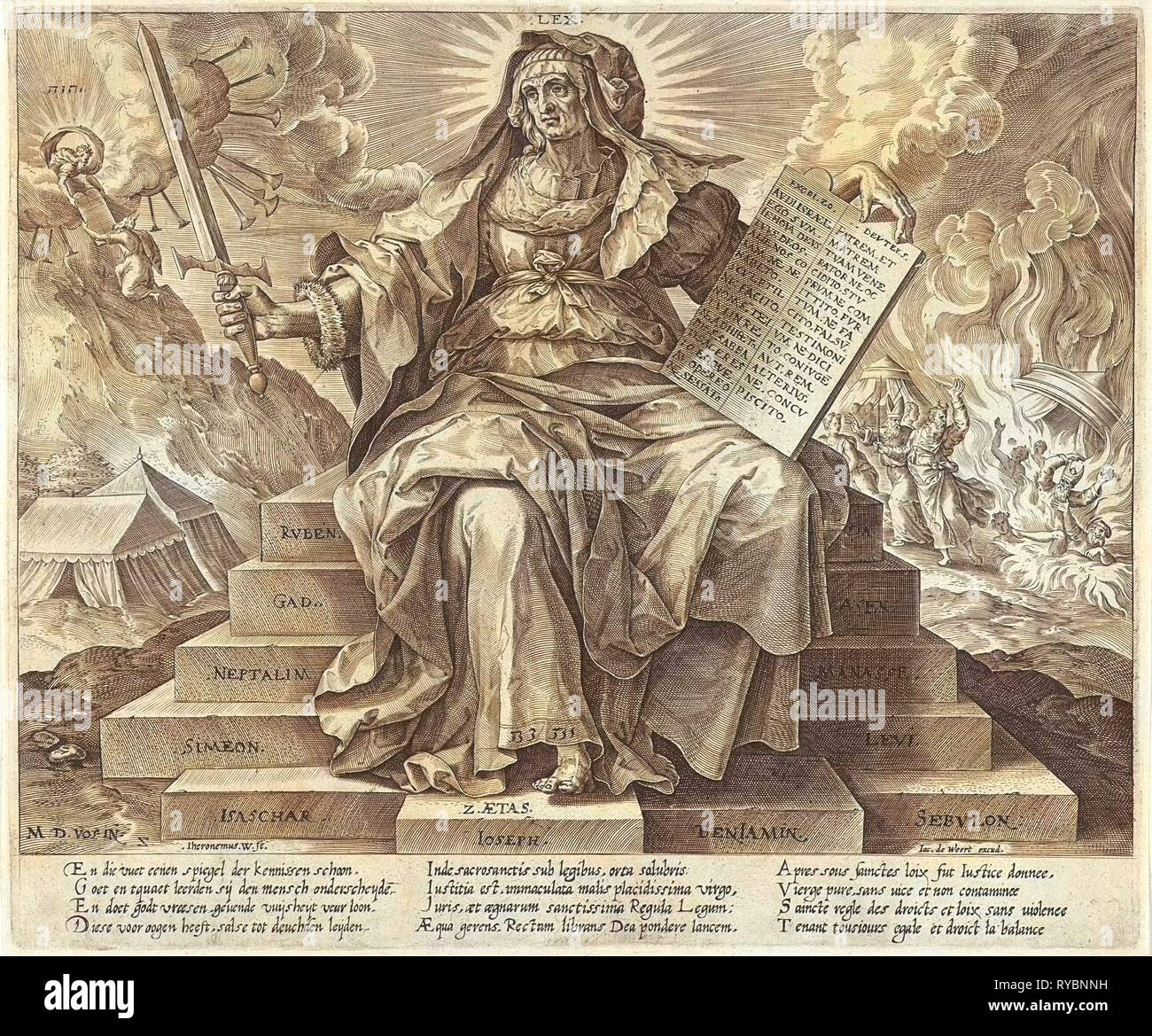 Das silberne Zeitalter: das Gesetz des alten Testaments, Hieronymus Wierix, Jacob de Weert, 1563 - vor 1580 Stockfoto