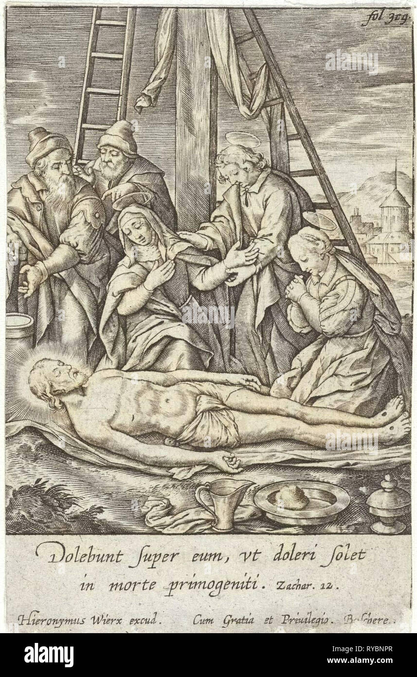 Beweinung Christi, Hieronymus Wierix, 1563 - vor 1619 Stockfoto
